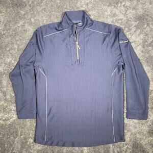 Callaway Mens Long Sleeve 1/4 Zip Mock Neck Blue Medium Hamilton Lane Logo
